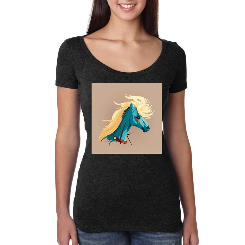 Smiling Blue Horse Design Women's Triblend Scoop T-shirt by Creative Corner | Artistshot