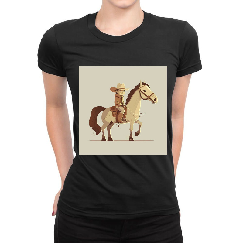 Potrait Of Man Riding Horse Ladies Fitted T-Shirt by TheDol | Artistshot