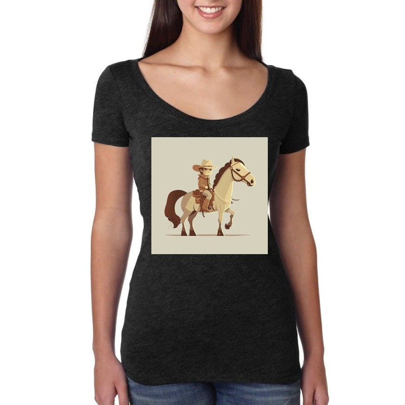 Potrait Of Man Riding Horse Women's Triblend Scoop T-shirt by TheDol | Artistshot