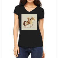 Potrait Of Man Riding Horse Women's V-neck T-shirt | Artistshot