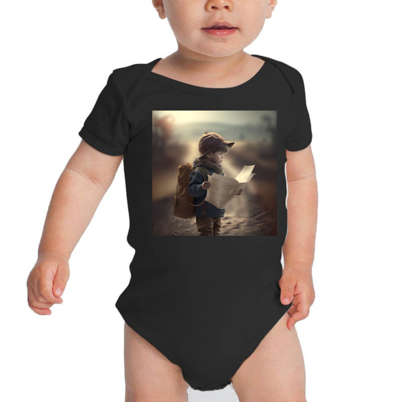 Little Boy Exploring Map In Nature Baby Bodysuit | Artistshot