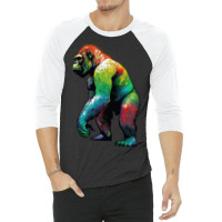 Gorilla Rainbow 3/4 Sleeve Shirt | Artistshot