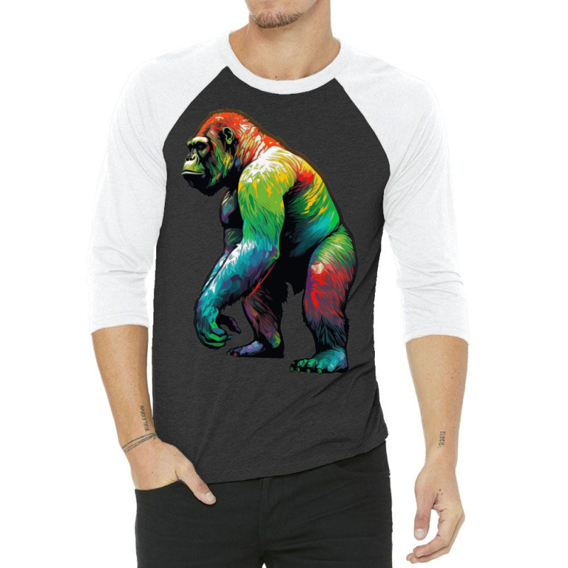 Gorilla Rainbow 3/4 Sleeve Shirt by UrielTurner100 | Artistshot