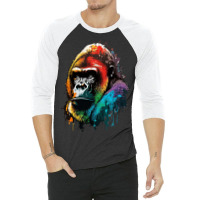 Gorilla Rainbow 3/4 Sleeve Shirt | Artistshot