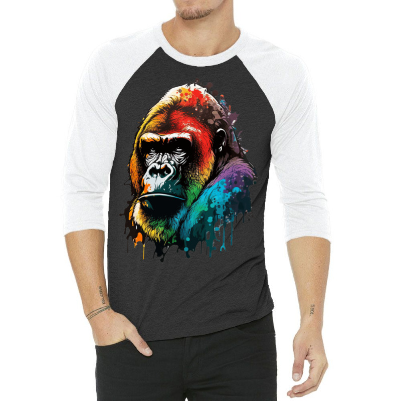 Gorilla Rainbow 3/4 Sleeve Shirt by UrielTurner100 | Artistshot