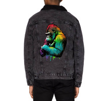 Gorilla Rainbow Unisex Sherpa-lined Denim Jacket | Artistshot