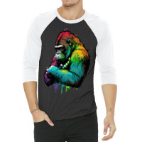 Gorilla Rainbow 3/4 Sleeve Shirt | Artistshot