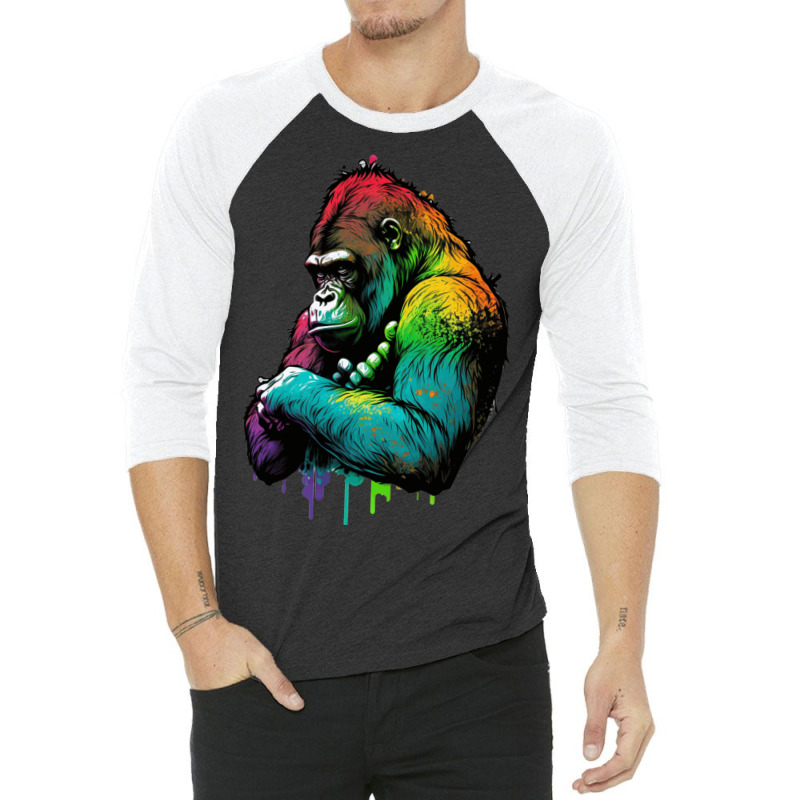 Gorilla Rainbow 3/4 Sleeve Shirt by UrielTurner100 | Artistshot