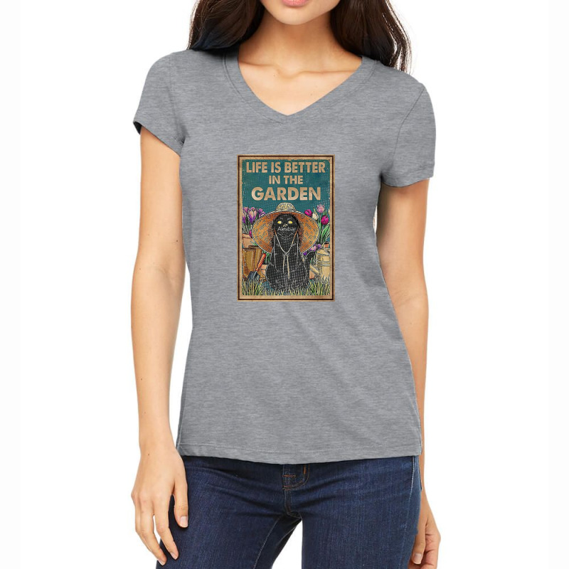 Cat And Garden Life Is Better Gardening Women's V-neck T-shirt | Artistshot