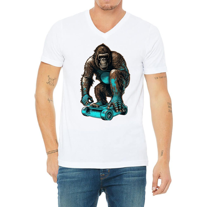 Gorilla Skateboard V-Neck Tee by UrielTurner100 | Artistshot