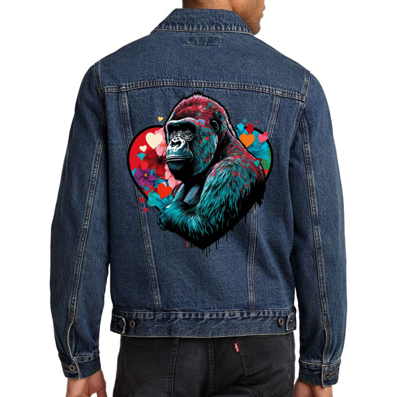 Gorilla Valentine Men Denim Jacket by UrielTurner100 | Artistshot