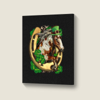 Horse With Horseshoe St Patrick's Day Portrait Canvas Print | Artistshot