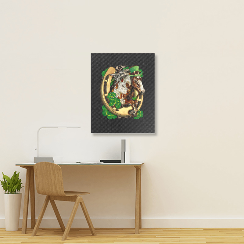 Horse With Horseshoe St Patrick's Day Portrait Canvas Print | Artistshot