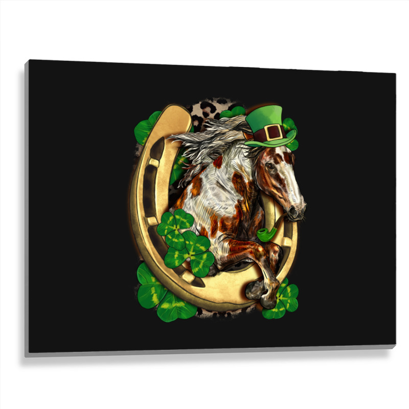 Horse With Horseshoe St Patrick's Day Metal Print Horizontal | Artistshot