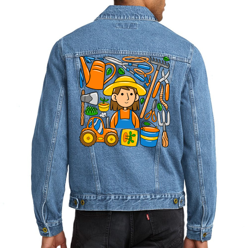 Woman Farmer Doodle Men Denim Jacket | Artistshot