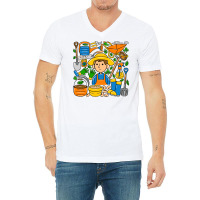 Man Farmer Doodle V-neck Tee | Artistshot