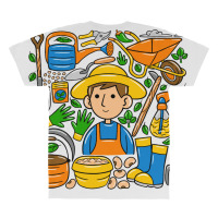 Man Farmer Doodle All Over Men's T-shirt | Artistshot