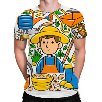 Man Farmer Doodle All Over Men's T-shirt | Artistshot
