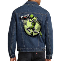 Alien Dunk Basketball Retro Style Men Denim Jacket | Artistshot