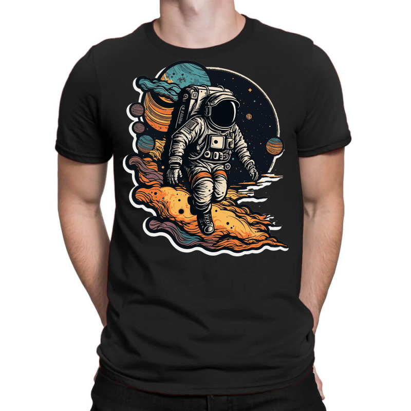 Astronaut In Space , Psychodelic Retro T-shirt | Artistshot