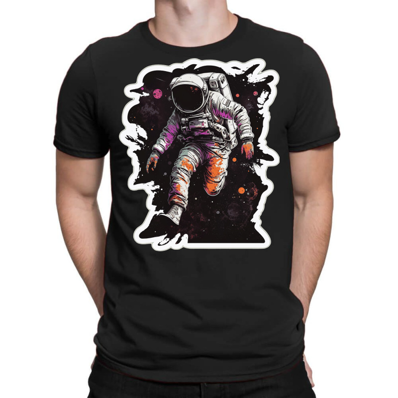 Astronaut Jump In Space With Psychodelic Retro T-shirt | Artistshot