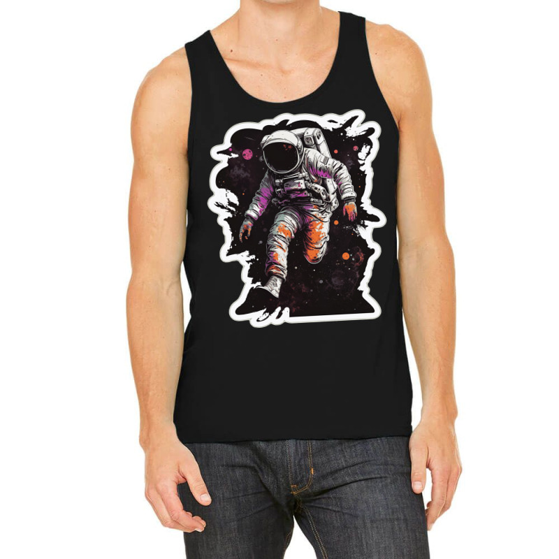 Astronaut Jump In Space With Psychodelic Retro Tank Top | Artistshot