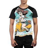 Anime Girl Riding Scooter Graphic T-shirt | Artistshot