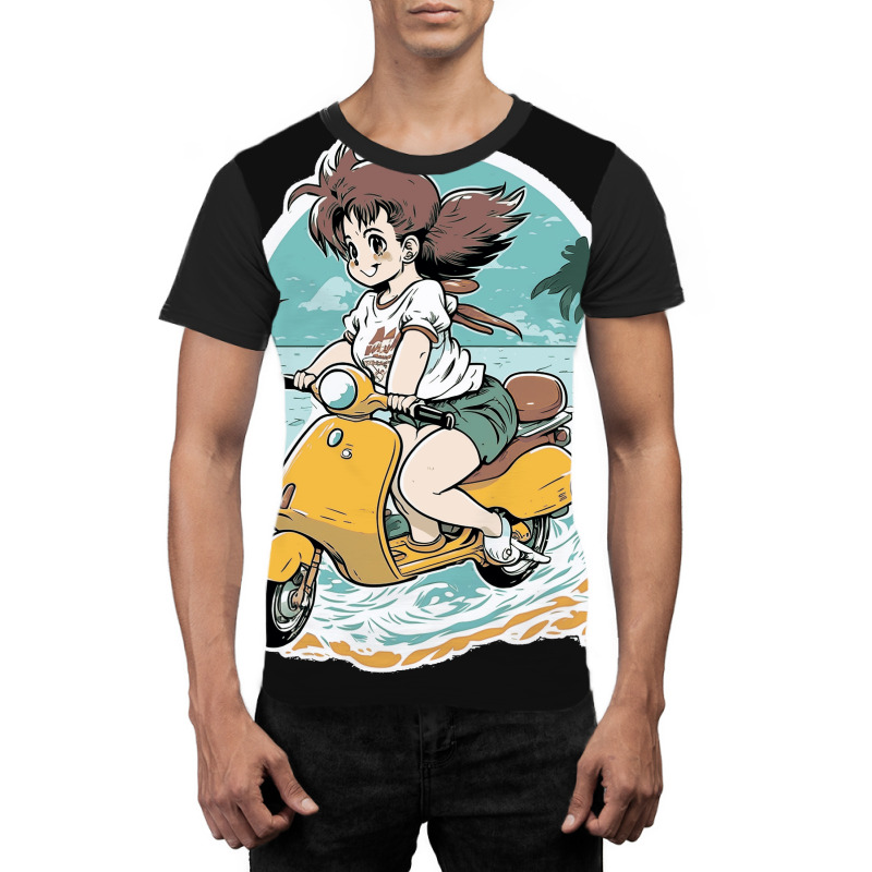 Anime Girl Riding Scooter Graphic T-shirt | Artistshot