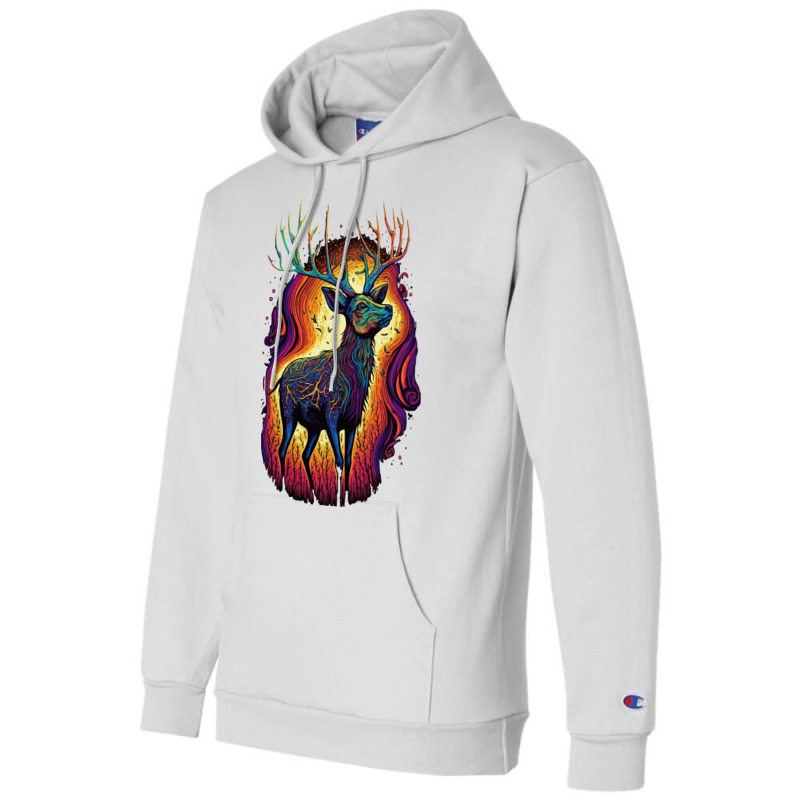 Deer Surrealistic Vibrant Color 80s Champion Hoodie | Artistshot