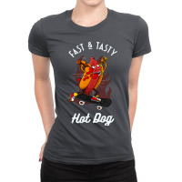 Fast Tasty Hotdog Funny Skater Sausage Girl Ladies Fitted T-shirt | Artistshot