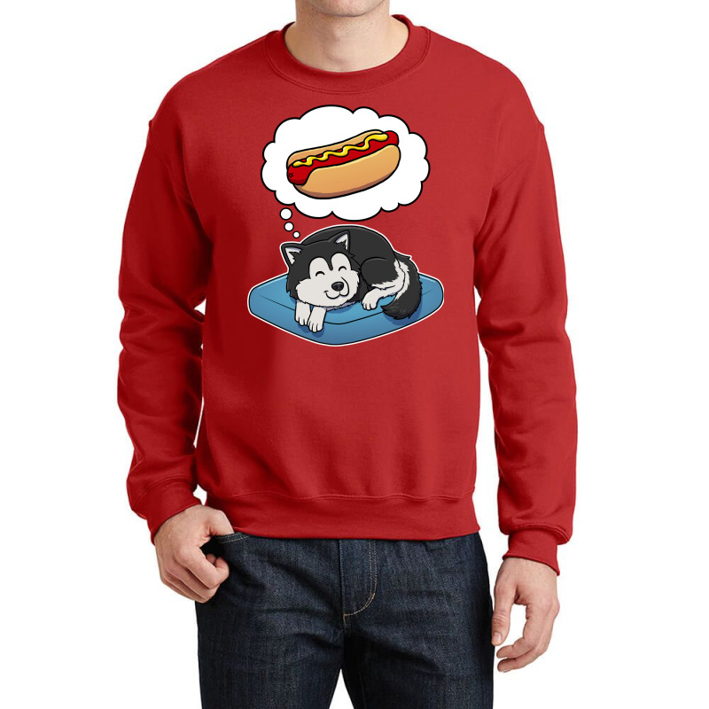 Alaskan Malamute Dreaming About Hotdogs Summer Crewneck Sweatshirt | Artistshot