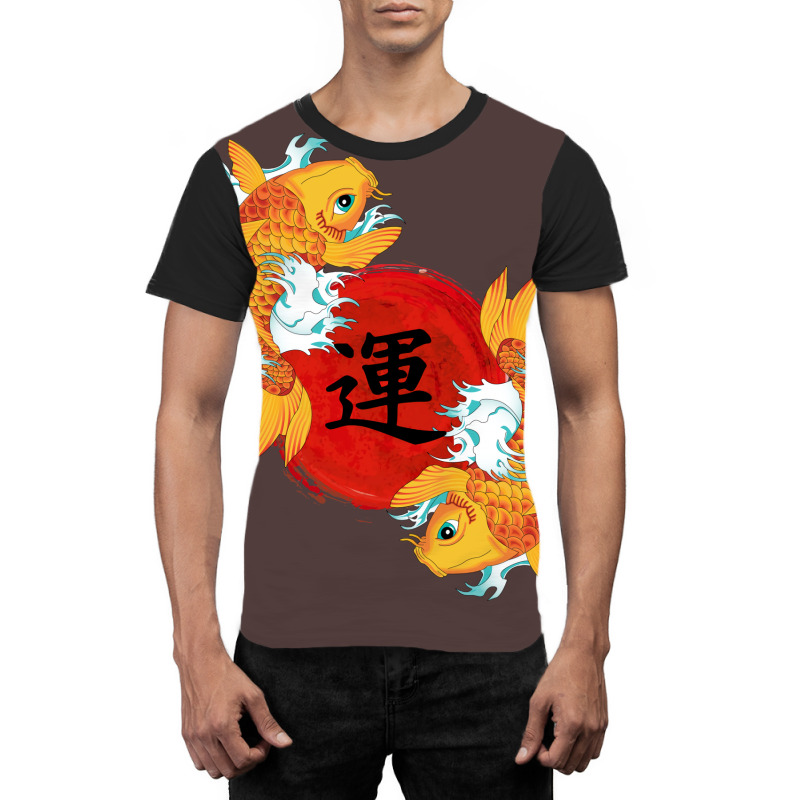 Gold Koi Fish Green Graphic T-shirt | Artistshot