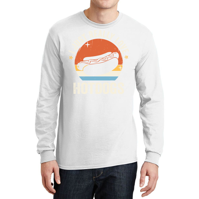 I Just Really Love Hotdogs 80s Retro Vintage Sunse Long Sleeve Shirts | Artistshot