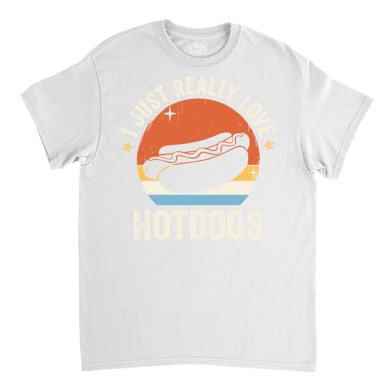 I Just Really Love Hotdogs 80s Retro Vintage Sunse Classic T-shirt | Artistshot