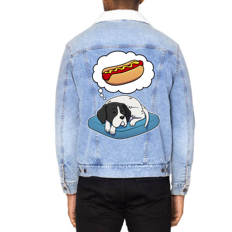 English Pointer Dreaming About Hotdogs Stars Unisex Sherpa-lined Denim Jacket | Artistshot