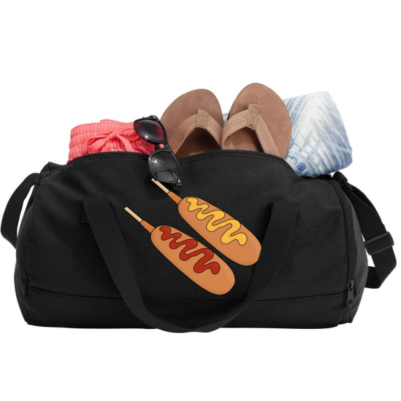 Ketchup And Mustard On Corn Dogs 70s Duffel Bag | Artistshot