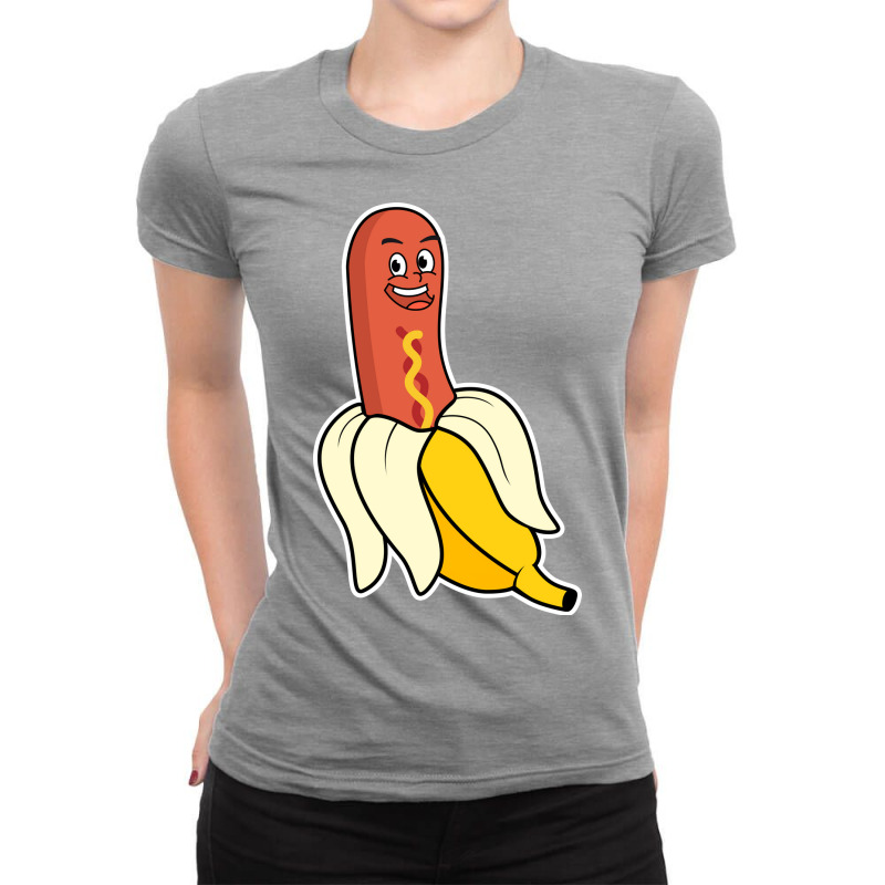 Peeled Banana Hot Dog Funny Summer Ladies Fitted T-Shirt by grehamizmiriw | Artistshot