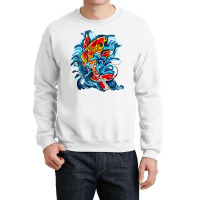 Koi Fish On A Waterfall Nature Crewneck Sweatshirt | Artistshot