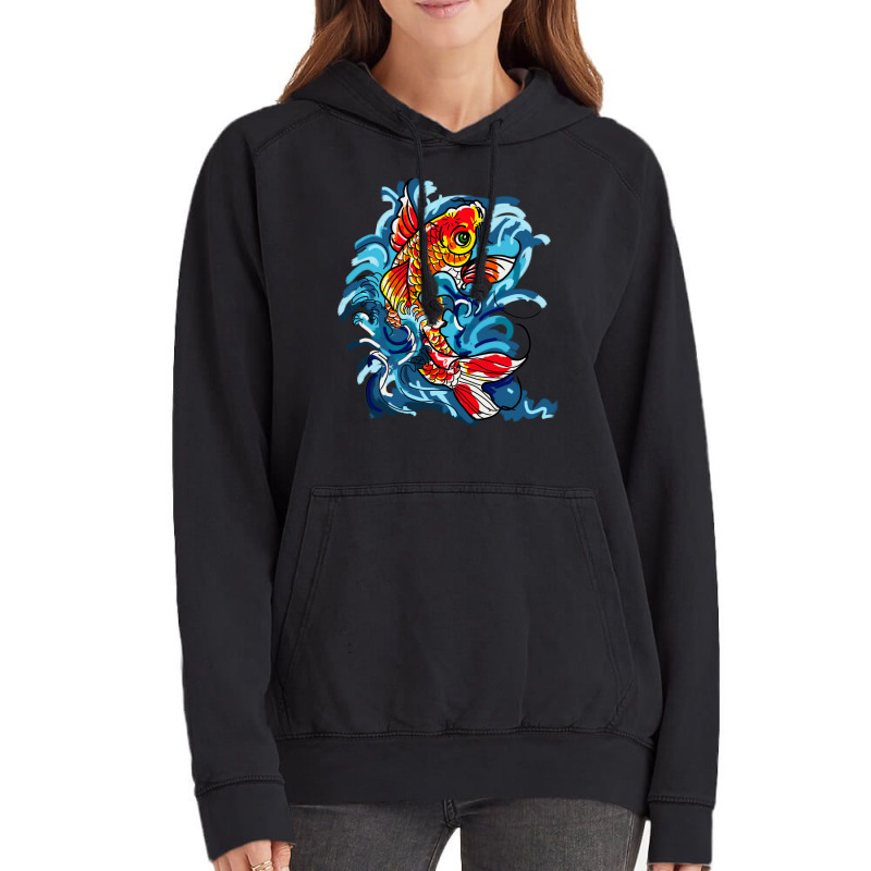 Koi Fish On A Waterfall Nature Vintage Hoodie | Artistshot