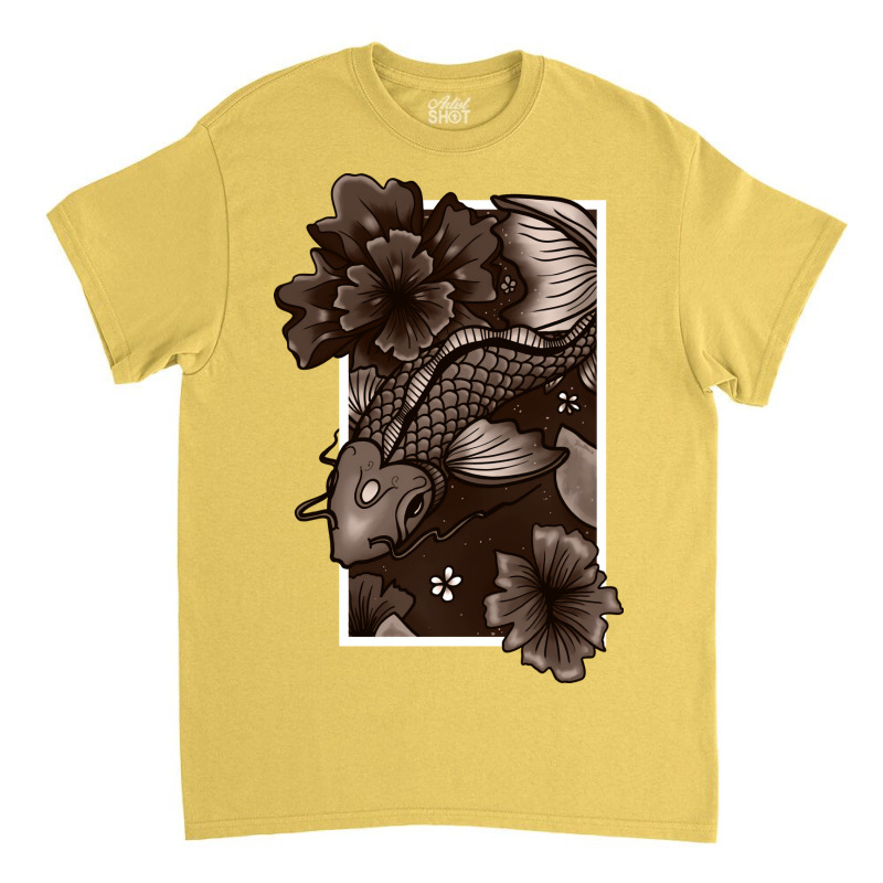 Koi Fish Swimming Through Water And Flowers Copper Classic T-shirt | Artistshot