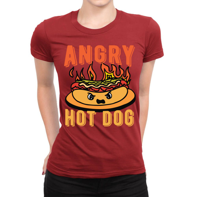 Angry Hot Dog Nature Ladies Fitted T-Shirt by srojlhuango | Artistshot