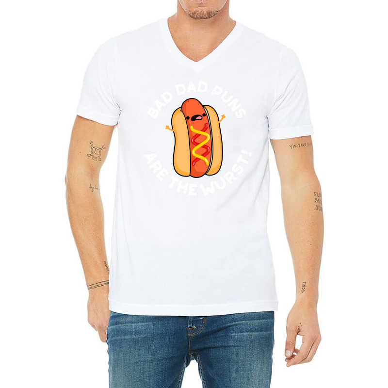 Bad Dad Puns Are The Wurst Cute Sausage Pun Aesthe V-neck Tee | Artistshot