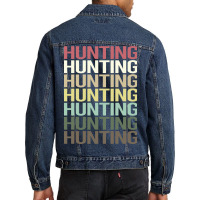 Colorful Text Hunting Trending Men Denim Jacket | Artistshot