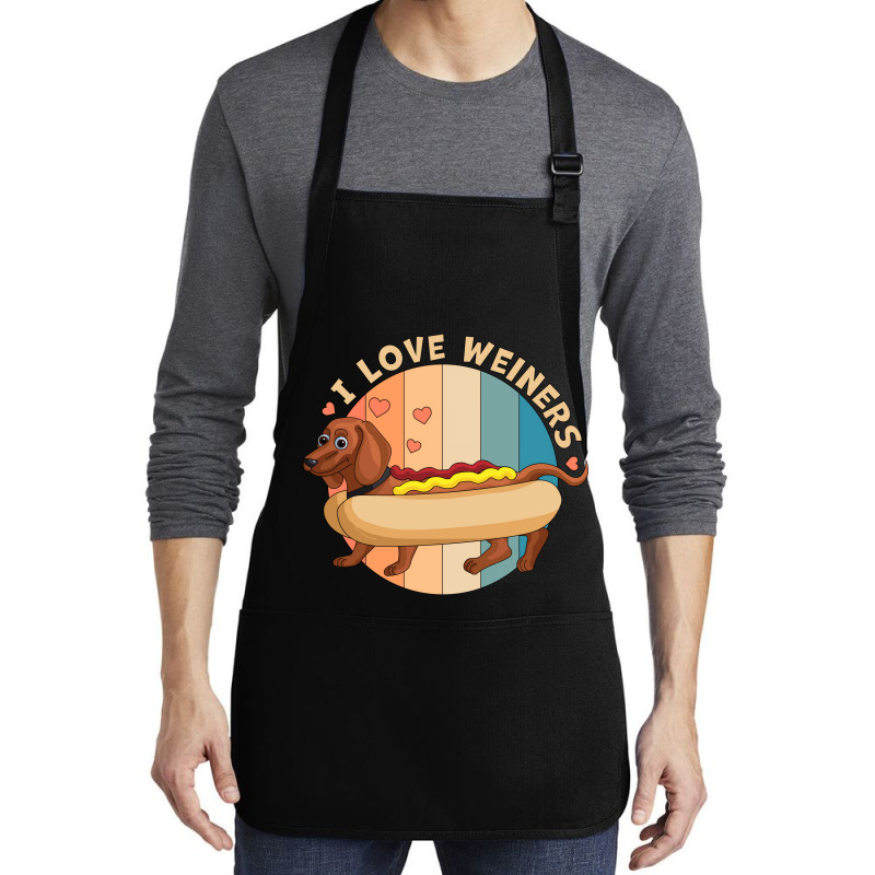 I Love Weiners Hot Dog Dachshund Nostalgia Medium-length Apron | Artistshot