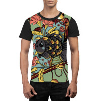 Asian Goldfish With Fan And Pink Flowers Red Graphic T-shirt | Artistshot