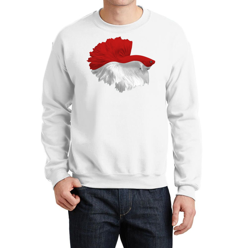 Awesome Betta Halfmoon Red And White Hippie Crewneck Sweatshirt by sbusiozald | Artistshot