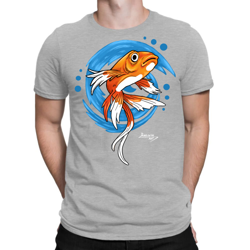 Carp Koi Fish On Blue Waves Green T-Shirt by sbusiozald | Artistshot