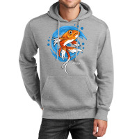 Carp Koi Fish On Blue Waves Green Unisex Hoodie | Artistshot