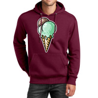 Cute Mint And Chocolate Ice Cream Cone Nature Unisex Hoodie | Artistshot