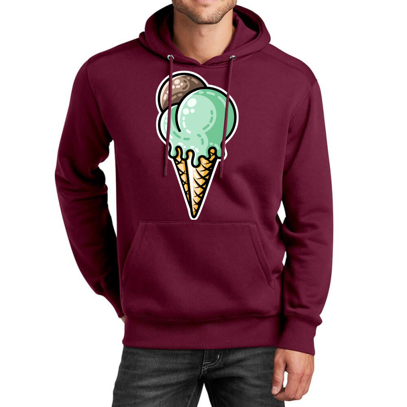 Cute Mint And Chocolate Ice Cream Cone Nature Unisex Hoodie | Artistshot